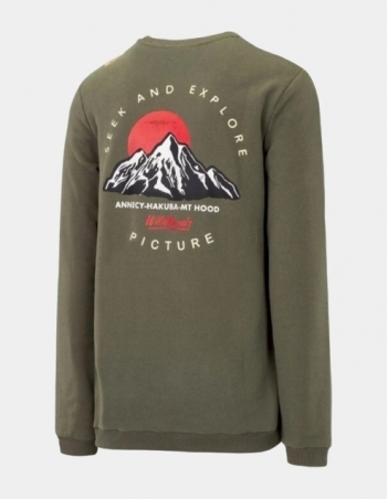 Picture Organic Clothing Mt Hood Crew Dark Army Green - Sweatshirt Voor Heren - Miniature Photo 1