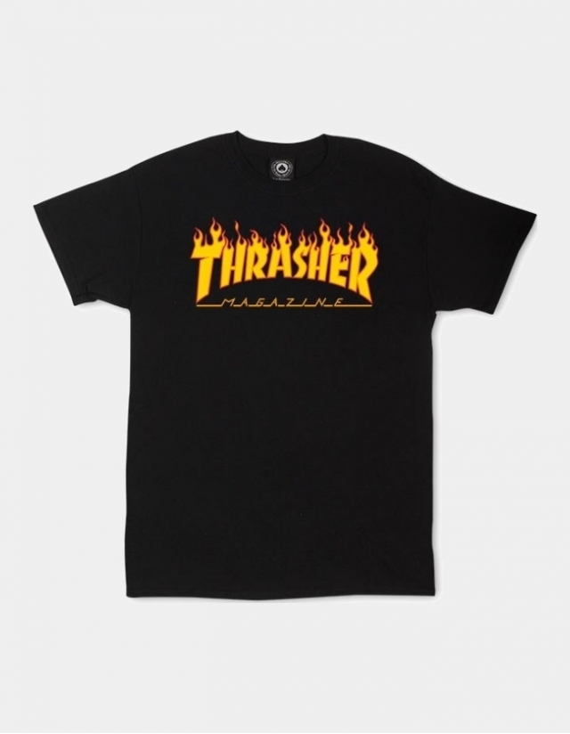 Thrasher Flame Logo Black - T-Shirt Homme  - Cover Photo 1