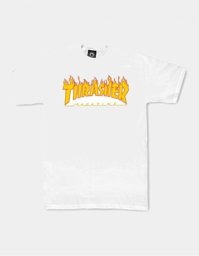 Thrasher Flame Logo White - T-Shirt Homme  - Cover Photo 1