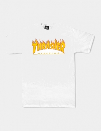 Thrasher Flame logo White - T-Shirt Voor Heren - Miniature Photo 1
