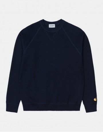 Carhartt Wip - Chase Sweater - Dark Navy / Gold - Product Photo 1