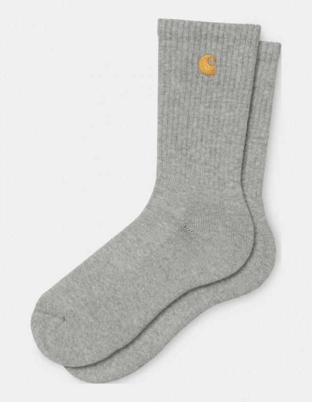 Carhartt Wip Chase Socks - Grey Heather / Gold - Socks  - Cover Photo 1