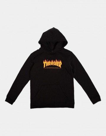 Thrasher Youth Flame Hooded Sweat Black - Product Photo 1