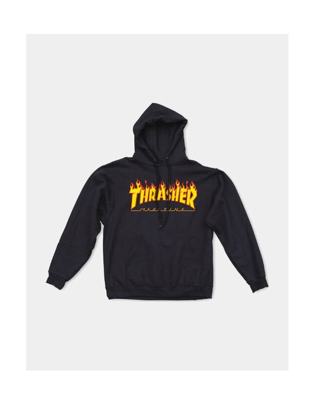 Thrasher Flame Hooded Sweat Black - Sweat Homme  - Cover Photo 1