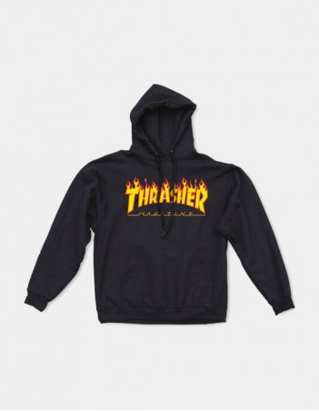 THRASHER FLAME HOODED SWEAT BLACK - Men's Sweatshirt - Miniature Photo 1