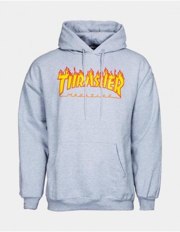 THRASHER FLAME HOODED SWEAT GREY - Herren Sweatshirt - Miniature Photo 1