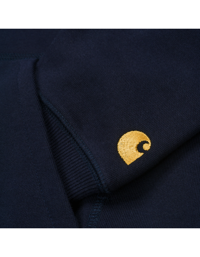 Carhartt Wip Hooded Chase Sweat - Dark Navy / Gold - Sweat Homme  - Cover Photo 3