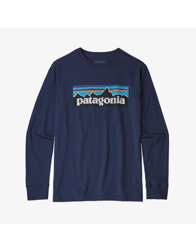 Patagonia Boy's L/S Graphic Organic T-Shirt P-6 Logo - Classic Navy - T-Shirt Voor Heren  - Cover Photo 1