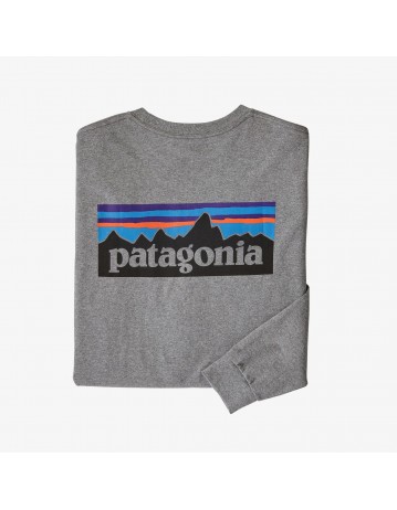 Patagonia Men's L/S P-6 Logo Responsibili-Tee - Gravel Heather - Product Photo 1