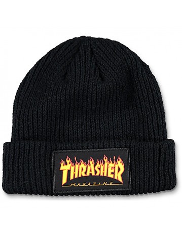 Thrasher Flame Logo Beanie - Black Unit - Product Photo 1