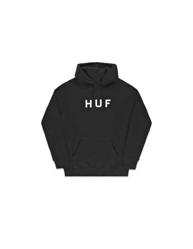 Huf Essentials Og Logo Hoodie - Black - Men's Sweatshirt  - Cover Photo 1