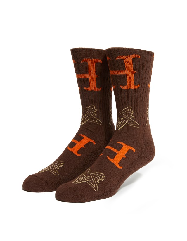 Huf X Thrasher Duality Sock - Chocolate - Chaussettes  - Cover Photo 1
