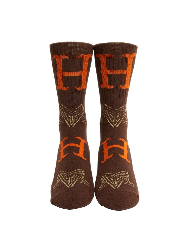Huf X Thrasher Duality Sock - Chocolate - Chaussettes  - Cover Photo 2
