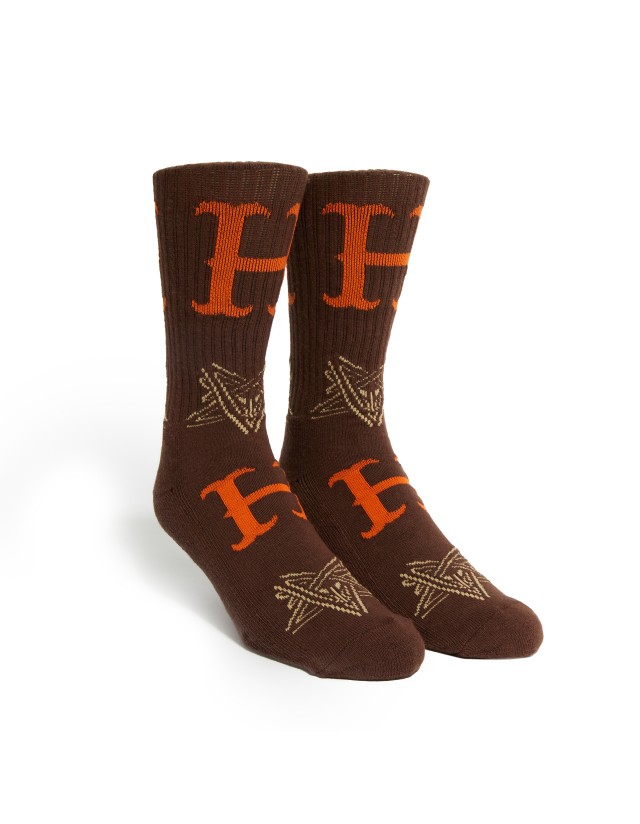 Huf X Thrasher Duality Sock - Chocolate - Socks  - Cover Photo 3