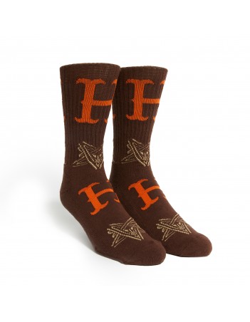 HUF X Thrasher Duality sock - Chocolate - Socken - Miniature Photo 3