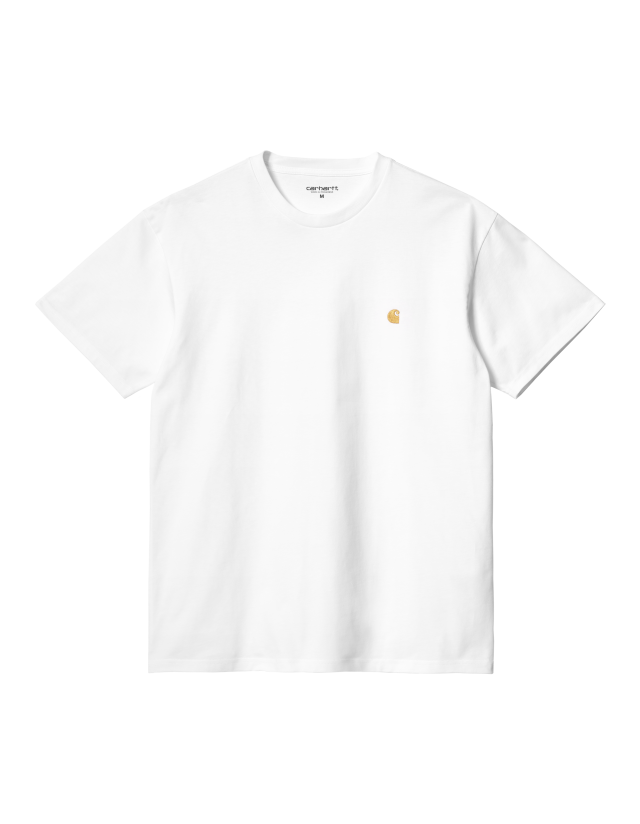 Carhartt Wip S/S Chase T-Shirt - White/Gold - Men's T-Shirt  - Cover Photo 1