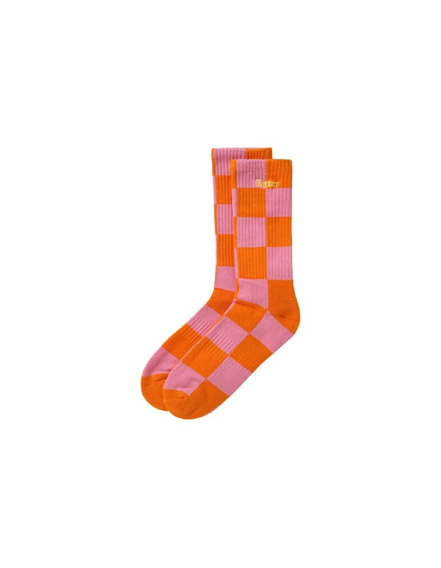 Butter Goods Checkered Socks - Orange/Peach - Chaussettes  - Cover Photo 1