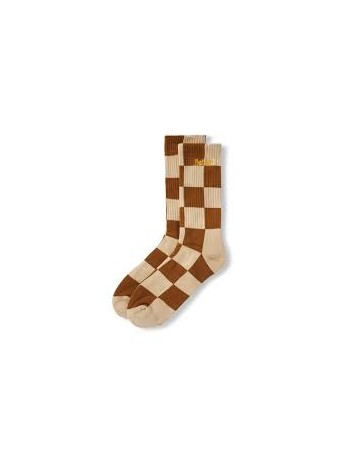 Butter Goods Checkered Socks - Cream/Brown - Product Photo 1