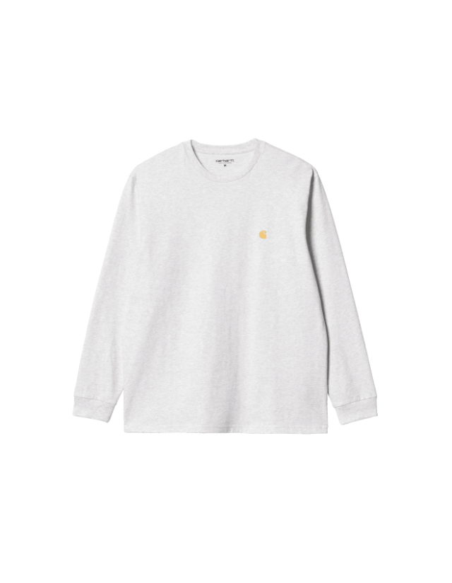 Carhartt Wip L/S Chase T-Shirt - Ash Heater / Gold - T-Shirt Homme  - Cover Photo 1