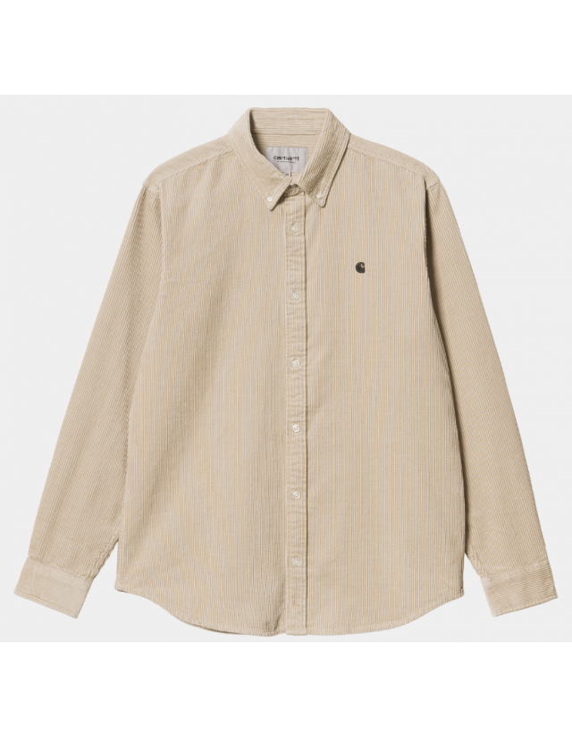 Carhartt Wip L/S Madison Cord Shirt - Wall / Black - Chemise Homme  - Cover Photo 1