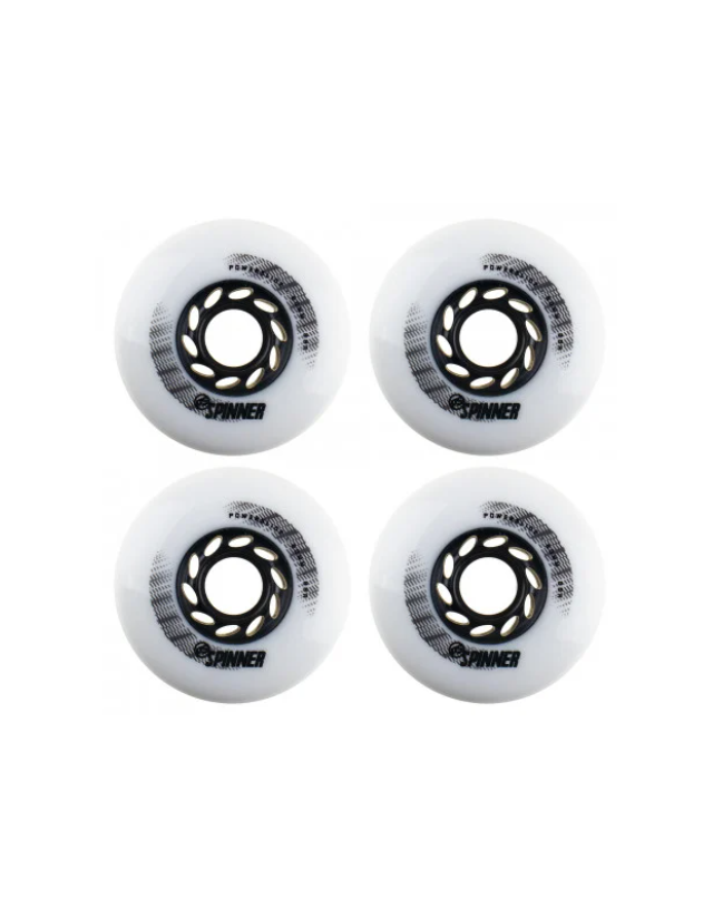 Powerslide Spinner Wheels 80mm/85a 4pack - White - Rollerblades Wheels  - Cover Photo 1