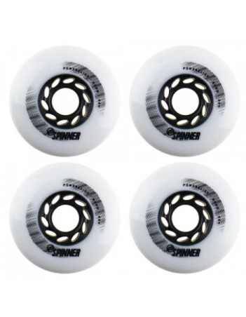 Powerslide Spinner wheels 80mm/85A 4Pack - white - Roues Rollers - Miniature Photo 1