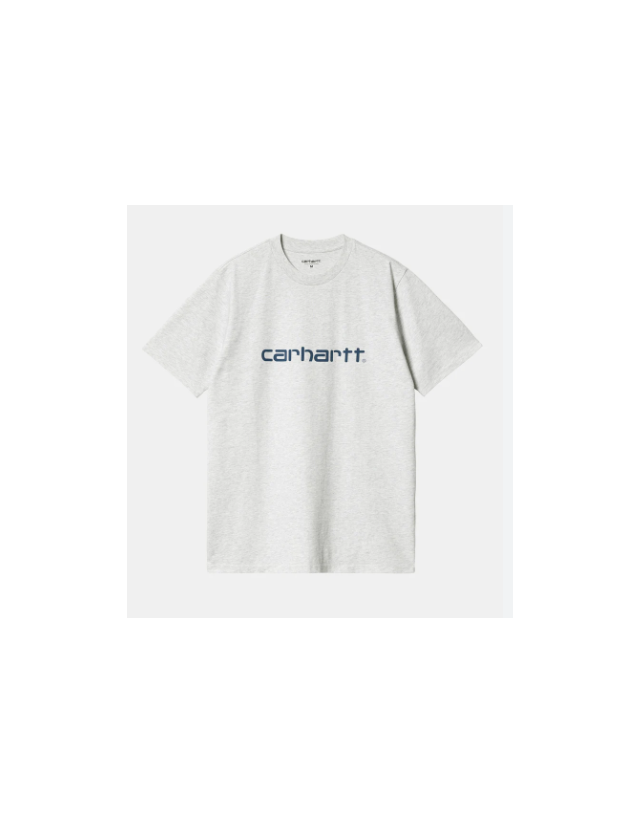 Carhartt Wip Script T-Shirt - Ash Heather / Liberty - Men's T-Shirt  - Cover Photo 1