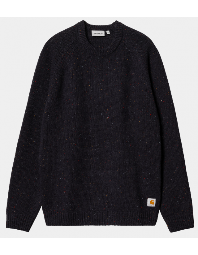 Carhartt Wip Anglistic Sweater - Speckled Dark Navy - Men's Sweatshirt  - Cover Photo 1