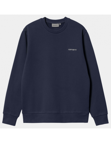 Carhartt Wip Script Embroidery Sweat - Blue / White - Product Photo 1