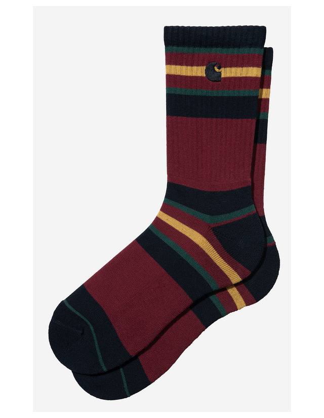 Carhartt Wip Oregon Socks - Starco Stripe Bordeaux - Socks  - Cover Photo 1