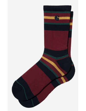 Carhartt WIP Oregon socks - Starco stripe Bordeaux - Socks - Miniature Photo 1