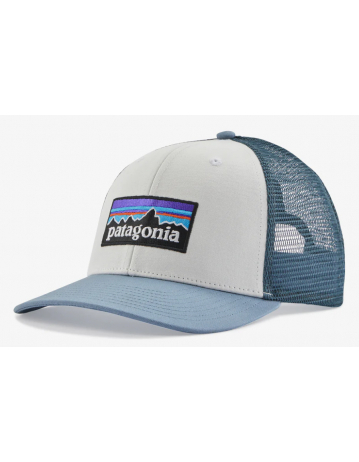 Patagonia P-6 Logo Trucker Hat - White W/ Light Plume Grey - Product Photo 1