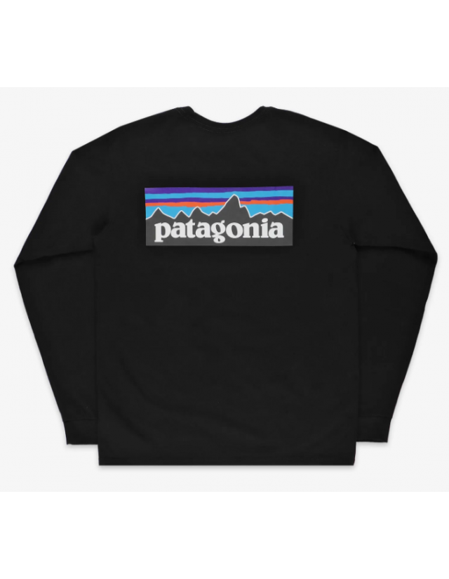 Patagonia L/S P-6 Logo Responsibili-Tee - Black - Men's T-Shirt  - Cover Photo 1