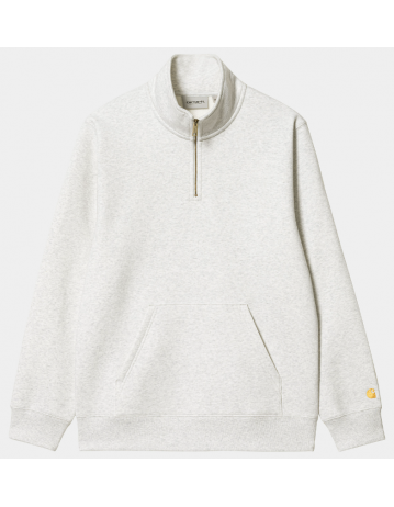 Carhartt Wip Chase Neck Zip Sweat - Ash Heather / Gold - Product Photo 1