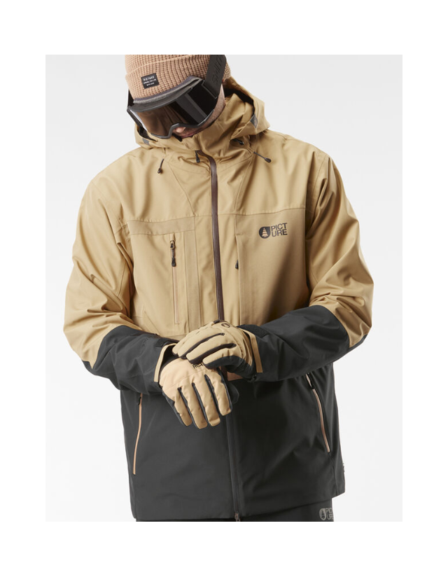 Picture Organic Clothing Track Jacket - Tannin / Black - Men's Ski & Snowboard Jacket  - Cover Photo 3