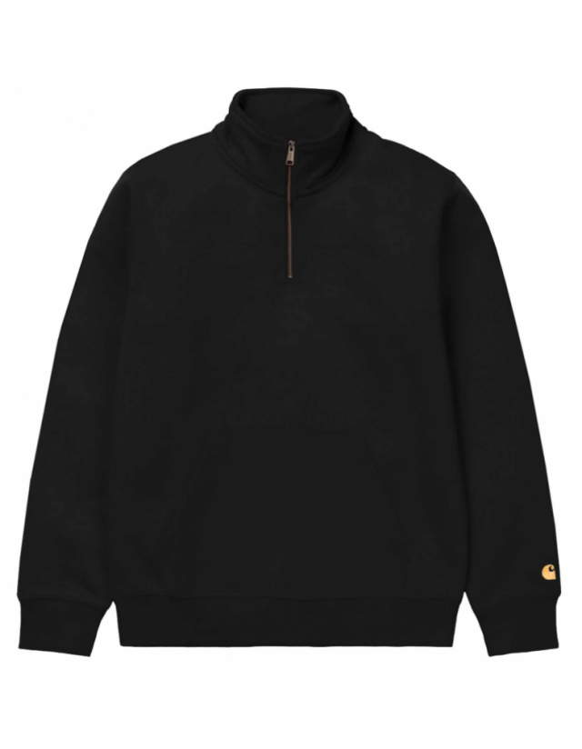 Carhartt Wip Chase Neck Zip Sweat - Black / Gold - Sweat Homme  - Cover Photo 1