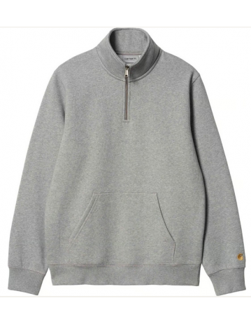 Carhartt Wip Chase Neck Zip Sweat - Grey Heather / Gold - Product Photo 1