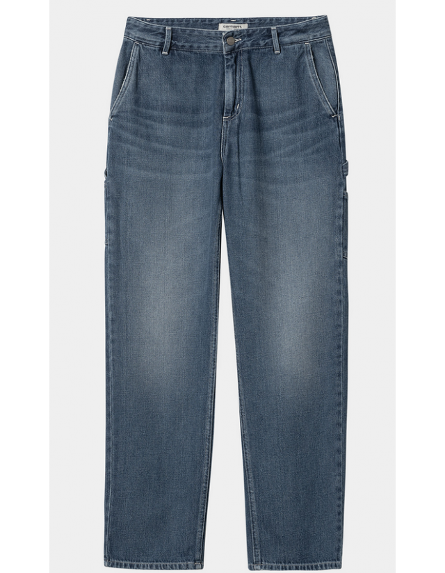 Carhartt Wip W' Pierce Pant Straight - Blue Dark Used Wash - Women's Pants  - Cover Photo 2