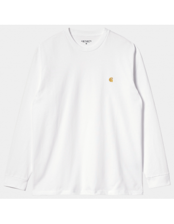 Carhartt Wip L/S Chase T-Shirt - White / Gold - Product Photo 1