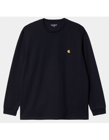 Carhartt Wip L/S Chase T-Shirt - Dark Navy / Gold - Product Photo 1
