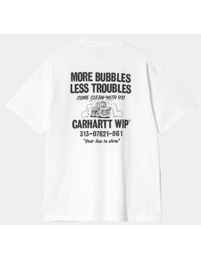 Carhartt Wip Less Troubles T-Shirt - White / Black - Men's T-Shirt  - Cover Photo 2