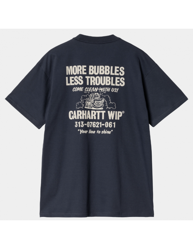 Carhartt Wip Less Troubles T-Shirt - Blue / Wax - T-Shirt Homme  - Cover Photo 2