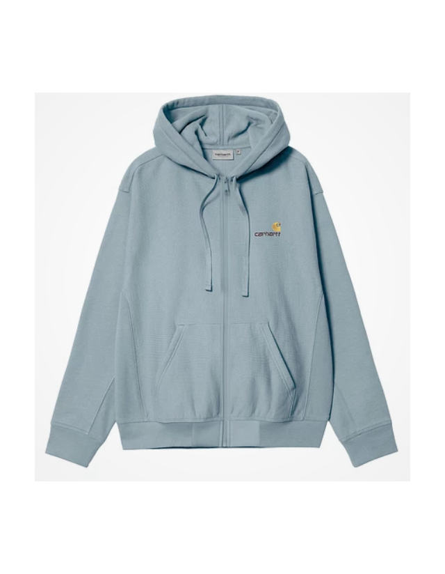 Carhartt Wip Hooded American Script Jacket - Frosted Blue - Sweat Homme  - Cover Photo 1