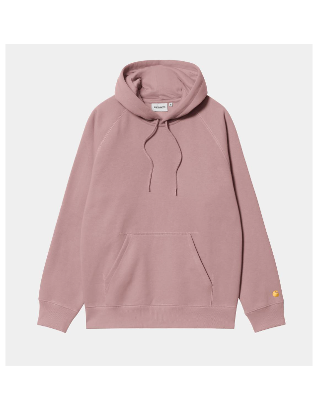 Carhartt Wip Hooded Chase Sweat - Glassy Pink - Gold - Men's Sweatshirt  - Cover Photo 1