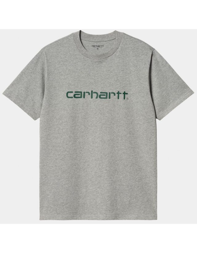Carhartt Wip Script T-Shirt - Grey Heather / Chervil - Men's T-Shirt  - Cover Photo 1