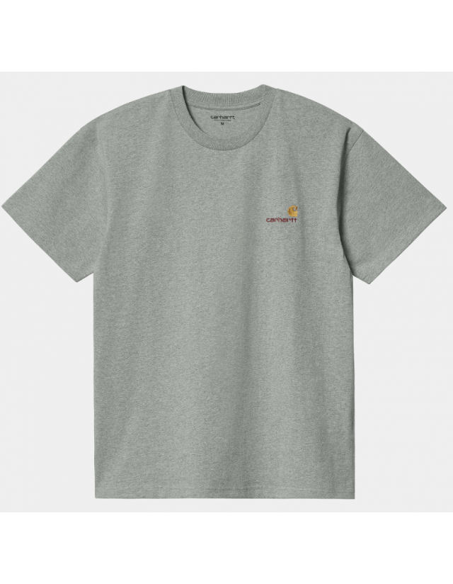 Carhartt Wip American Script T-Shirt - Grey Heather - T-Shirt Homme  - Cover Photo 1