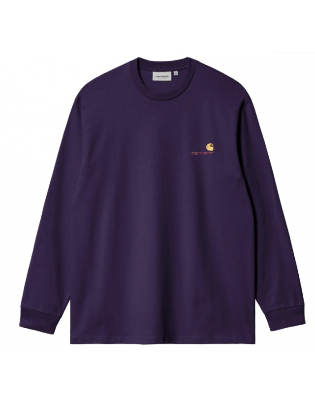 Carhartt Wip L/S American Script - Cassis - T-Shirt Homme  - Cover Photo 1
