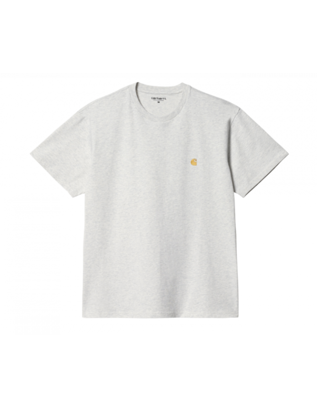 Carhartt Wip S/S Chase T-Shirt - Ash Heather / Gold - Men's T-Shirt  - Cover Photo 1