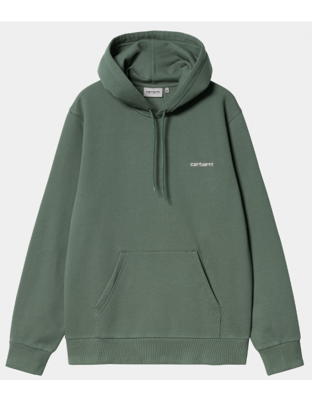 Carhartt Wip Hooded Script Embroidery - Park / White - Men's Sweatshirt  - Cover Photo 1