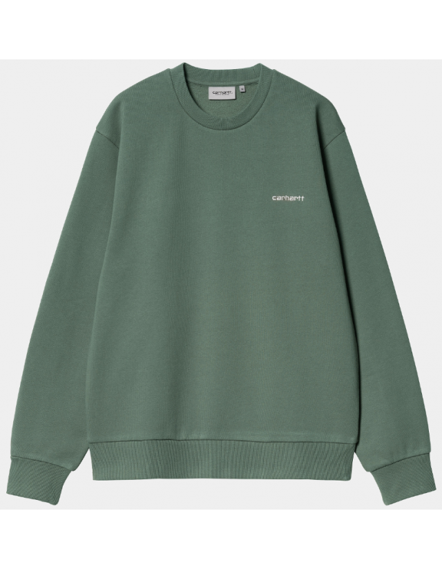 Carhartt Wip Script Embroidery - Park / White - Sweat Homme  - Cover Photo 1